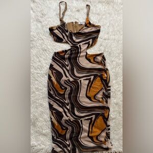 Lilyau Tan Dress with Gold Zipper